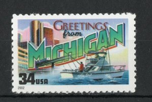 2002 34c Greetings from America, Michigan Scott 3582 Mint F/VF NH