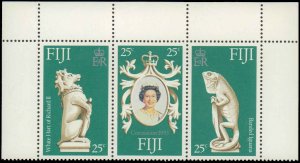 Fiji #384a-c, Complete Set, Strip of 3, 1978, Royalty, Never Hinged