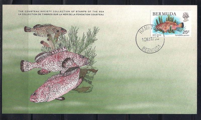 Bermuda FDC card Sc 372 Cousteau Society Red Hind L16