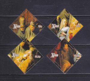 Niue 573-576 Set MNH Art, Rembrant Paintings, Christmas