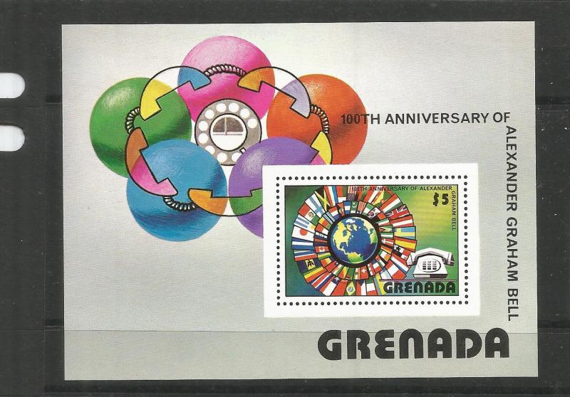 GRENADA  787   MNH   GLOBE AND TELEPHONE   SOUVENIR SHEET, 1974