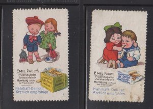 German Advertising Stamps - Emil Pauly's Zwieback Children's Biscuits Cute Kids