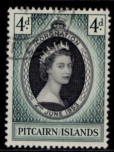 PITCAIRN ISLANDS QEII SG17, 4d black & deep bluish green, FINE USED.