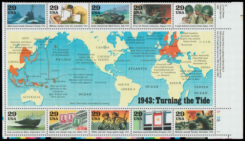 PCBstamps   US #2765 S.S. $2.90(10X29c)World War II, 1943, MNH, (2)