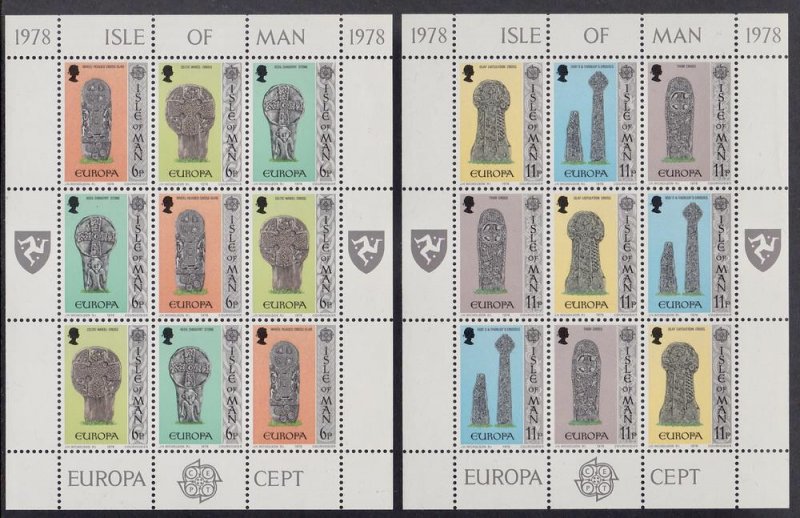 Isle of Man #131-136 MNH M/S CV€8.00 Europa Gravestones