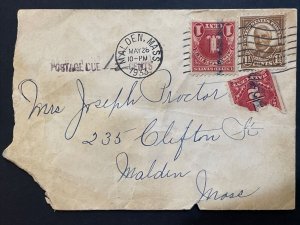 1933 Malden, Mass. cover with 1.5 Cent Postage Due Applied