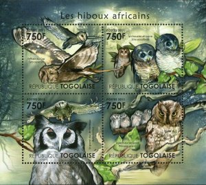 African Owls Stamp Birds Tyto Capensis Bubo Lacteus S/S MNH #4127-4130