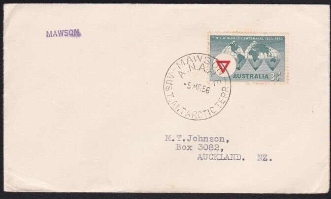 AUSTRALIA ANTARCTIC 1956 cover ex Mawson base..............................B5861