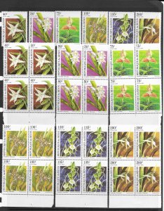 Benin 795-800 Orchids MNH cpl. set x 5 vf, 2020 CV $18.75