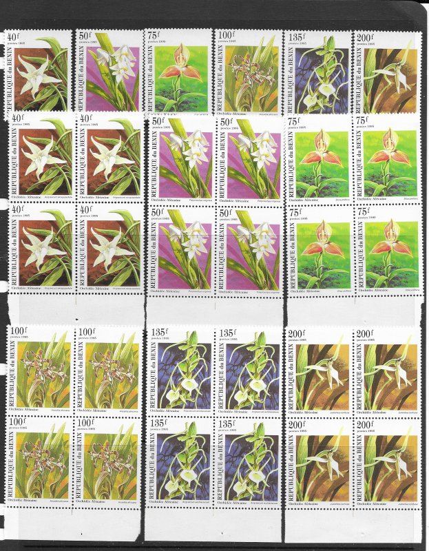 Benin 795-800 Orchids MNH cpl. set x 5 vf, 2020 CV $18.75