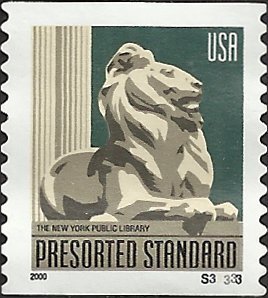 P.N.C. S33333 # 3447 USED N.Y. PUBLIC LIBRARY LION