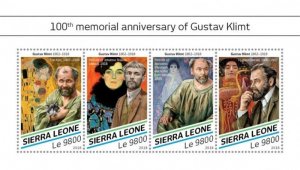 Sierra Leone - 2018 Gustav Klimt - 5 Stamp Sheet - SRL18512a 