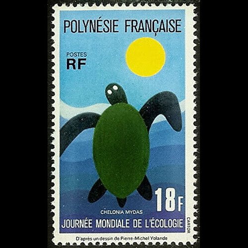 FR.POLYNESIA 1976 - Scott# 289 Ecology Day-Turtle 18f NH