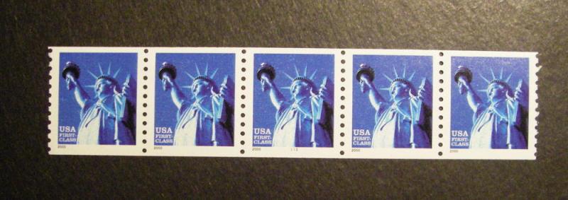 Scott 3452, 34c nondenominated Statue of Liberty, PNC5 #1111, MNH Coil Beauty