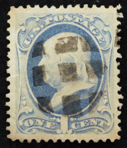 U.S. Used Stamp Scott #182 1c Franklin, Superb. Lovely Grid Fancy Cancel. A Gem!