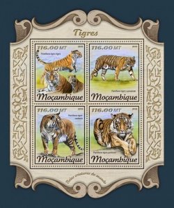 Mozambique - 2018 Tigers on Stamps - 4 Stamp Sheet - MOZ18117a