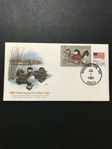 Scott#RW48 1981 Ruddy Duck $7.50 Federal Duck Stamp FDC Fleetwood Cachet