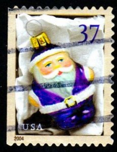 SC# 3883 - (37c) - Santa Ornament 11.25x11 - purple - Used Single off Paper