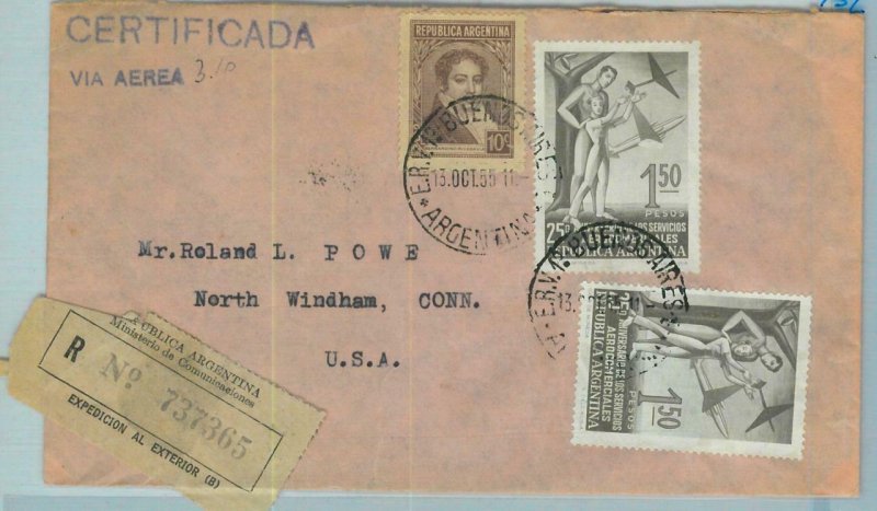 96783 - ARGENTINA - POSTAL HISTORY - Registered  COVER to the USA  - 1955