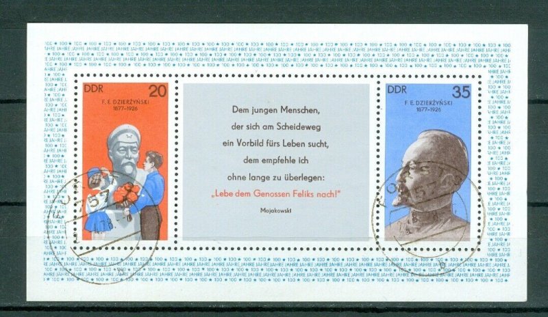 DDR. Germany. 1977. Souv. Sheet Cancel.F. E. Dzerzhinski (1877-1926) . Sc# 1842