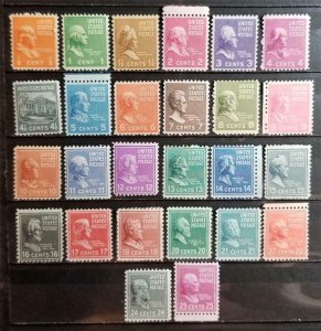 PREXIES MNH OG Stamp Short Set Lot 803-829 Presidential Series F1011