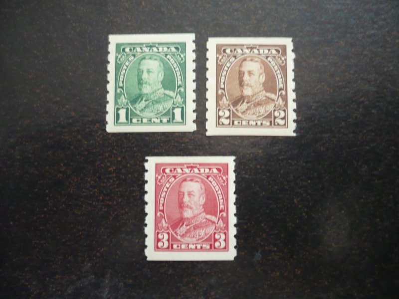 Stamps - Canada - Scott# 228-230 - Mint Hinged Set of 3 Coil Stamps