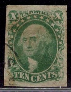 US Stamp #15 10c Washington Imperf USED SCV $140. Full Margins