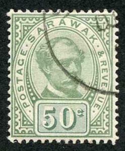 Sarawak SG20 50c green inc Postage Revenue CDS used (Postmark not guaranteed)