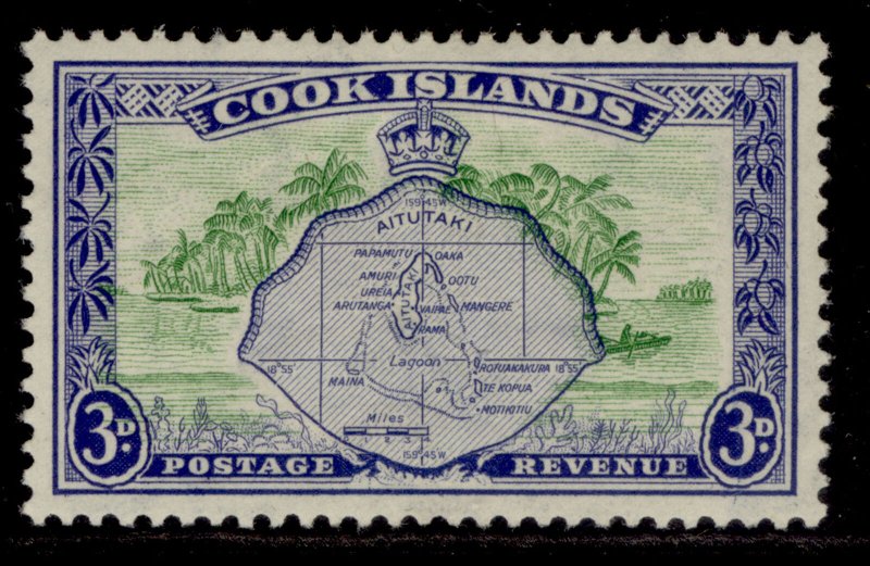 COOK ISLANDS GVI SG153, 3d green & ultramarine, M MINT. 