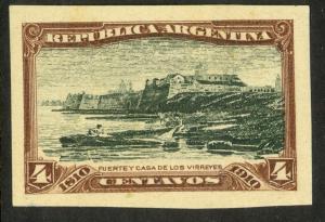 ARGENTINA 1910 4c Fort Buenos Aires INDEPENDENCE Anniv COLOR TRIAL Sc 164CT