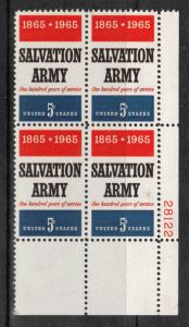 USA Plate Block # 1267 - M/NH - Salvation Army Centennial - LR - Plate 28122