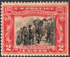 SC#651 2¢ George Rogers Clark Single (1929) MNH