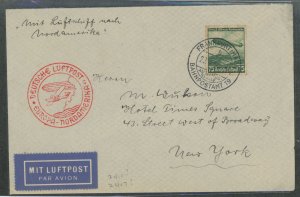 Germany C58 75pf Reich airship single Franking this May 1936 cover carried on the Hindenburg's first North American flig...