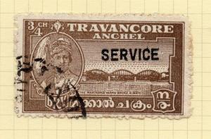 India Travancore 1942 Issue Fine Used 3/4ch. Optd 205987