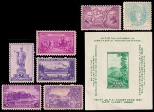 United States Scott 795, 796, 797, 798, 799-802 (1937) Mint LH/NH VF M