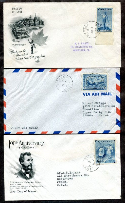 d43 - Canada Lot of (3) Covers to USA