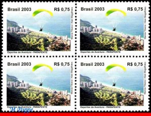 2907 BRAZIL 2003 PARACHUTTING, PARAGLIDING, SPORTS, MI# 3339, C-2550, BLOCK MNH