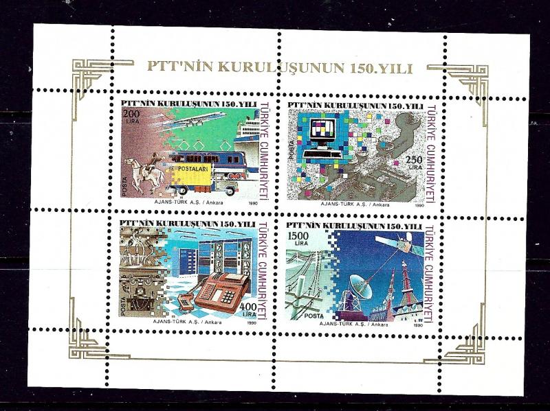 Turkey 2494a MNH 1990 Communications souvenir sheet