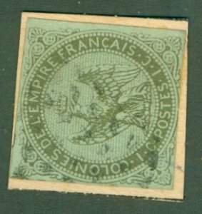 FRENCH COLONIES 1 USED ON PIECE (RL) 2454 CV $27.50 BIN $9.00