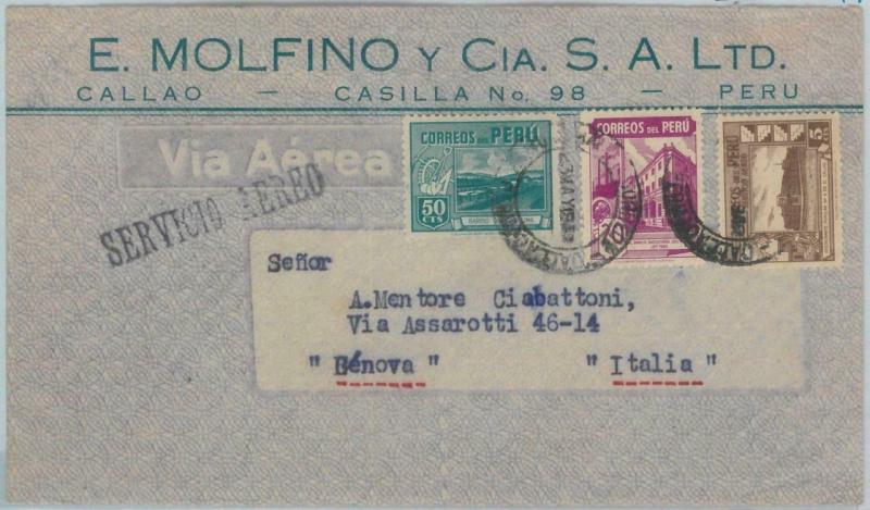 81698 - PERU - POSTAL HISTORY -   AIRMAIL  COVER to ITALY  1946