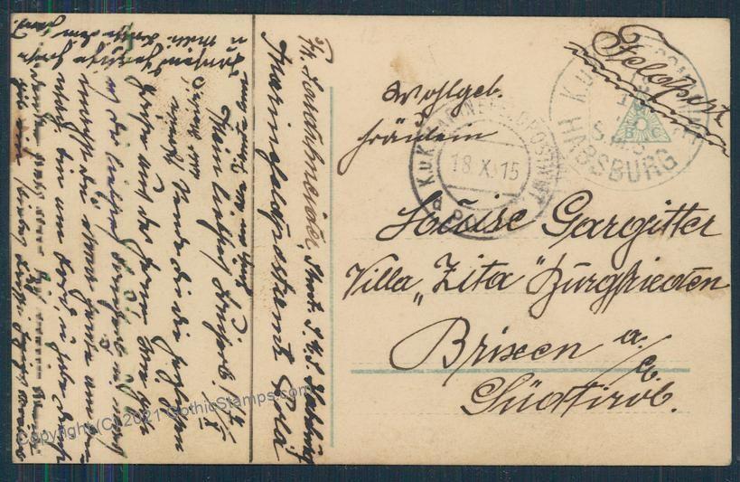 Austria WWI SMS Habsburg Kriegsmarine Feldpost Navy Military Mail Used