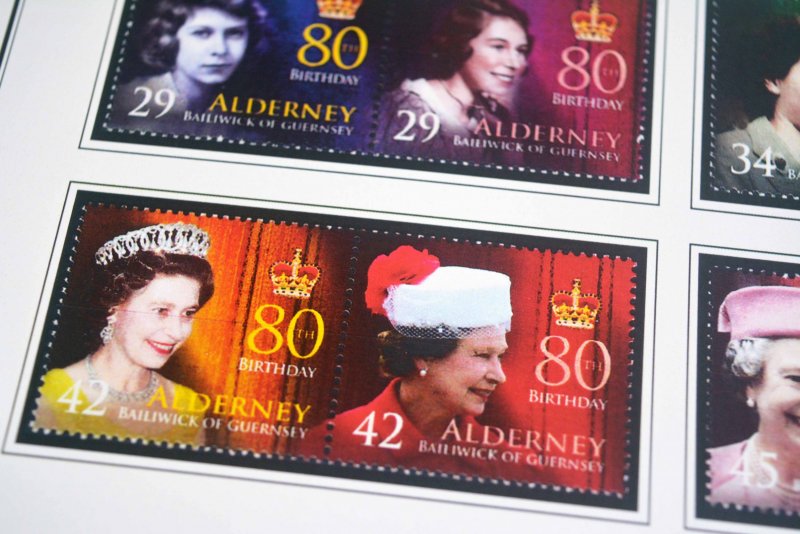 COLOR PRINTED GB ALDERNEY 1983-2020 STAMP ALBUM PAGES (89 illustrated pages)