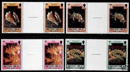 Virgin Islands 375-7,380 Gutter Pairs MNH Shell, Crab, Coral, Anemone