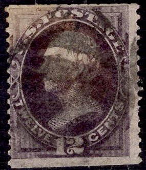 US Stamp #162 12c Blackish Violet Clay USED SCV $135