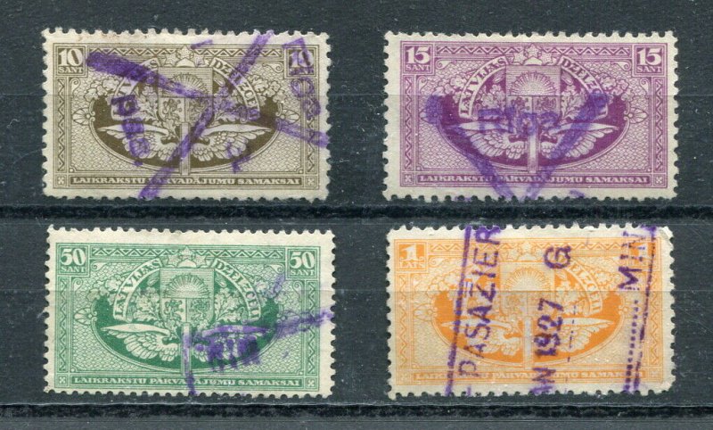 x168 - LATVIA 1920s Lot of (4) Railway REVENUE Stamps. Fiscal