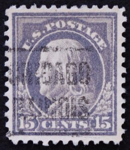 U.S. Used Stamp Scott #514 15c Franklin, Superb. Chicago Pre-Cancel. A Gem!