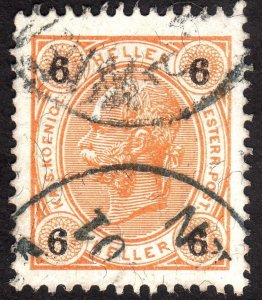 1899, Austria 6h, Franz Joseph, Used, Sc 74