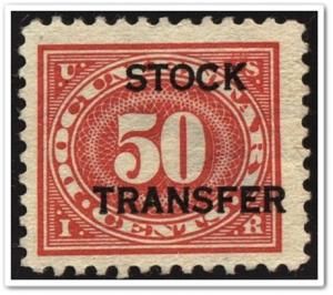 RD9 50¢ Stock Transfer Stamp (1918-22) Used