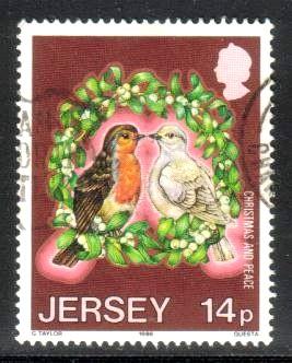 Christmas, Lovebirds, Intl. Peace Year, Jersey SC#412 used