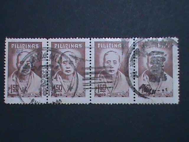 ​PHILIPPINES STAMP-TEODORA ALONSO WITH COMPLETE CANCEL USED BLOCK OF 4-EST.-$4